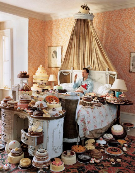 Mr Walker’s self-portrait shows him surrounded by 80 cakes, some of which were enjoyed by the crew after the shoot.